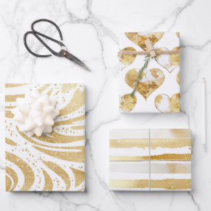 Rosa Gold Weißes Creme Herz Cupcake Geburtstag Geschenkpapier Set