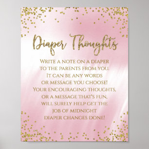 Rosa Gold Windel Gedanken Baby Shower Spiel Poster