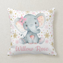 Rosa Gold Winter Elephant Snowflake Monogramm
