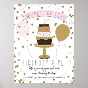Rosa & Gold Zucker ist Süße Geburtstagskuchen-Wüns Poster