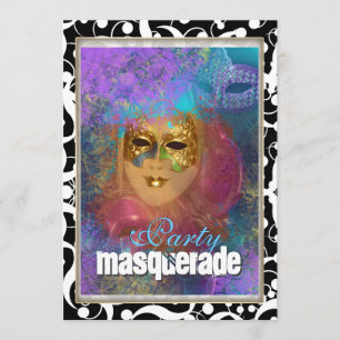 Rosa Goldbarsch "masquerade Party" Einladung