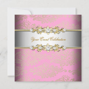 Rosa Goldcreme geprägter Look Elegante Party Einladung