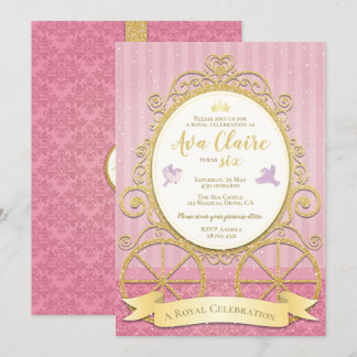 Rosa Golddrucker| Aschenputtel| Königlicher Geburt Einladung