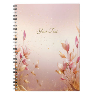 Rosa Golden Blätter BlumenNotebook Notizblock