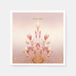 Rosa Golden Blätter Floral Napkins Serviette