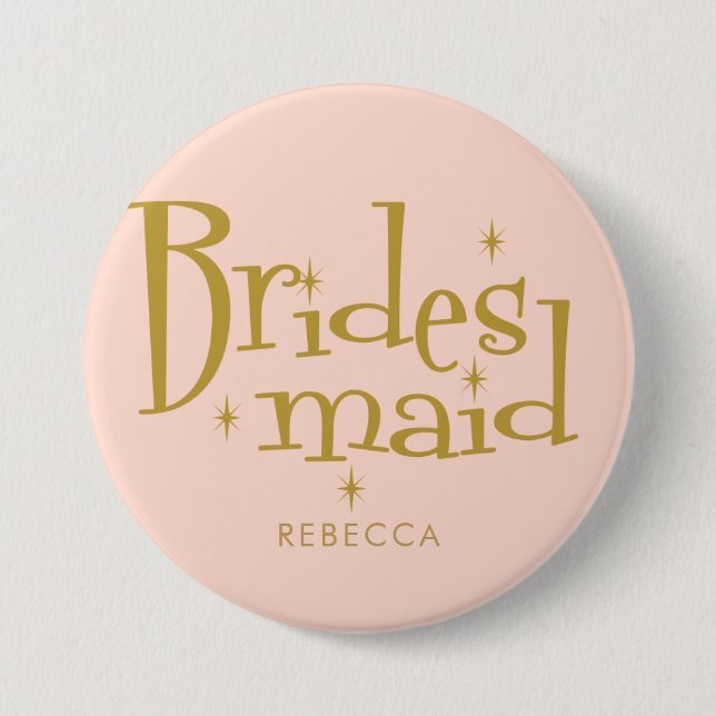 Rosa Golden Bridmaid Party Button (Vorderseite)