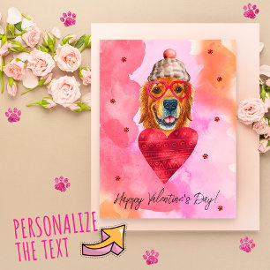 Rosa Golden Retriever Valentinstag Geschenk Hund Feiertagspostkarte