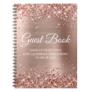 Rosa Goldene Abitur-Gästebuch Notizblock