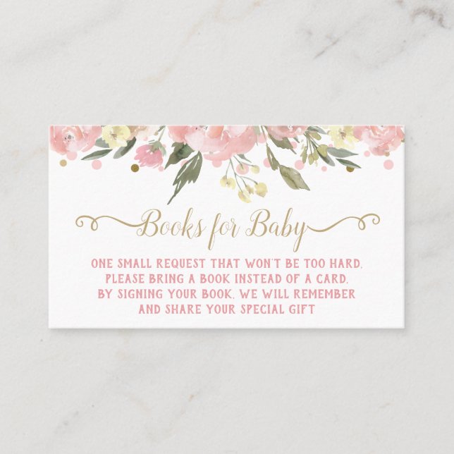 Rosa goldene Aquarellblüte Bringen Sie eine Buchum Visitenkarte (Vorderseite)