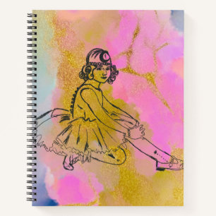 Rosa goldene Aquarellfarbe Handgezeichnete Kunst e Notizbuch