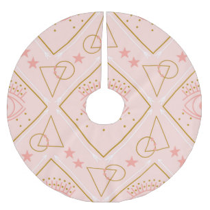 Rosa goldene Augen: Geometrisches Nahtloses Design Polyester Weihnachtsbaumdecke