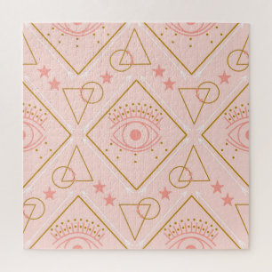 Rosa goldene Augen: Geometrisches Nahtloses Design Puzzle