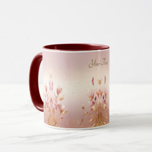 Rosa goldene Blätter Blumen Kaffeetasse