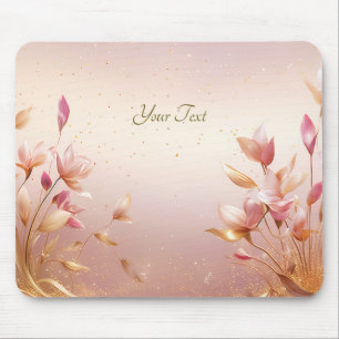 Rosa goldene Blätter Blumenmousepad Mousepad