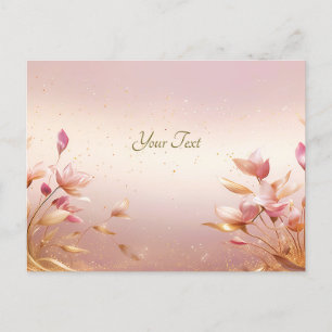 Rosa goldene Blätter Florale Postkarte
