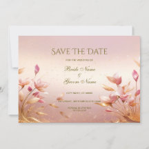 Rosa Goldene Blätter Save the Date blühend