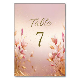 Rosa Goldene Blätter Tischnummer
