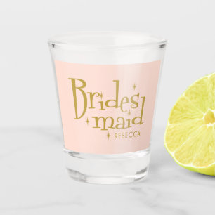Rosa goldene Brautjungfer-Geschenke Schnapsglas