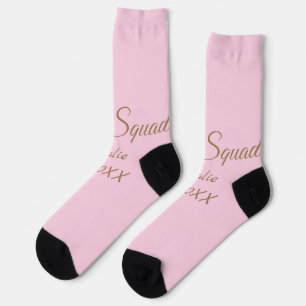 Rosa goldene Brautjungfern-Squad Name Mädchenname Socken