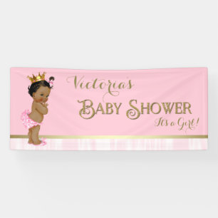 Rosa Goldene Ethnische Prinzessin Baby Shower Banner
