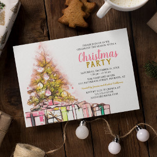 Rosa   Goldene Firmen-Weihnachtsfeier-Einladung Einladung