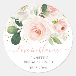 Rosa Goldene Florale Brautparty Runder Aufkleber