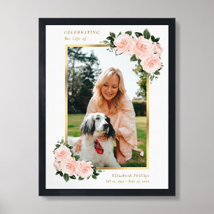 Rosa-goldene Florale Gedenkfeier des Lebens Poster