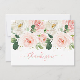 Rosa Goldene Florale Hochzeitsdusche Danke