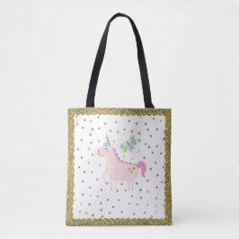 Rosa & goldene Glitzer Einhorn Confetti Dots Girls