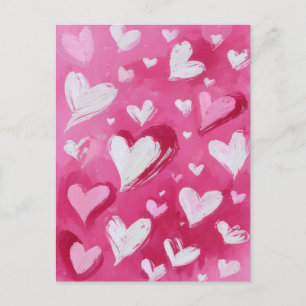 Rosa goldene Herzen Valentinstagskarte Postkarte