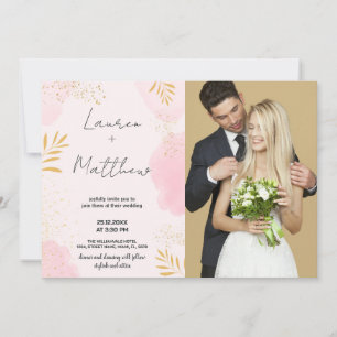 Rosa Goldene Hochzeit Einladungen mit Foto