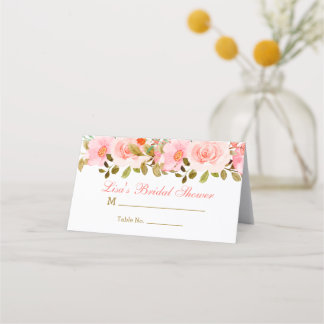 Rosa Goldene Hochzeitsdusche Gefaltete Platzkarte