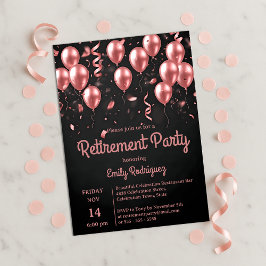 Rosa Goldene Luftballons Konfetti Ruhestandsfeier Einladung