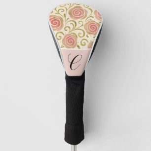 Rosa & Goldene Märchen-Prinzessinnen-Rosen Golf Headcover