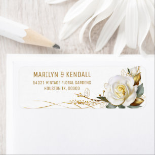 Rosa Goldene Organische Florale Hochzeitsetiketten