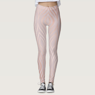 Rosa goldene Pfauenfedern, vintage Leggings