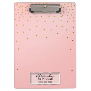 Rosa & Goldene Punkte Eleganter Chic Glam Personal Klemmbrett
