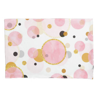 Rosa goldene Punkte, geometrisch Vintag. Kissenbezug