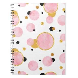 Rosa goldene Punkte, geometrisch Vintag. Notizblock