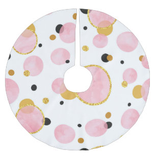 Rosa goldene Punkte, geometrisch Vintag. Polyester Weihnachtsbaumdecke