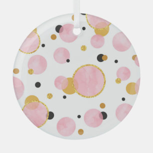 Rosa goldene Punkte, geometrisches Vintage. Ornament Aus Glas