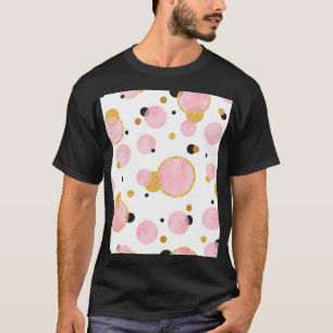 Rosa goldene Punkte, geometrisches Vintage. T-Shirt