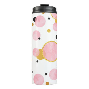 Rosa goldene Punkte, geometrisches Vintage. Thermosbecher