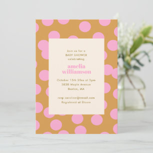 Rosa Goldene Punkte Retro Moderne Baby Shower Feie Einladung