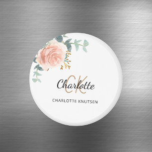 Rosa goldene rosa florale Eukalyptus-Dankeschön Magnet