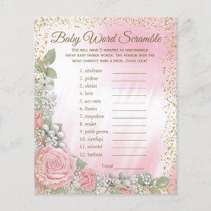 Rosa Goldene Rose Babys Atem Mädchen Baby Shower S Flyer