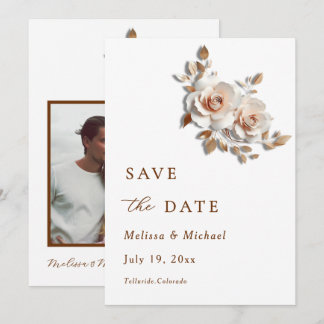 Rosa Goldene Rosen mit rosa Errötung 3D-Blumen Save The Date