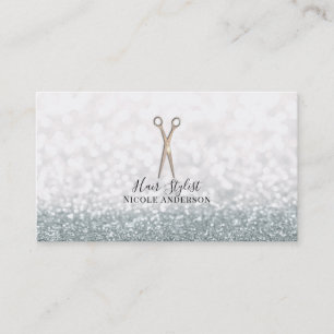 Rosa Goldene Scheren Weiß Glitter Hairstylist Visitenkarte