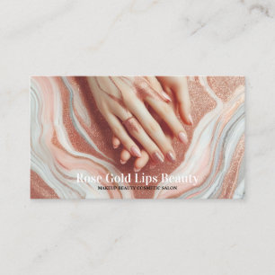 Rosa Goldene Schöne Frau Make-up-Nagel Visitenkarte