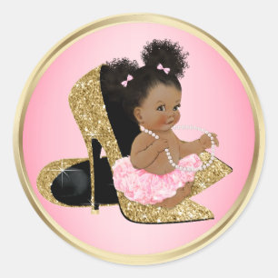 Rosa Goldene Schuhe Baby Shower Aufkleber